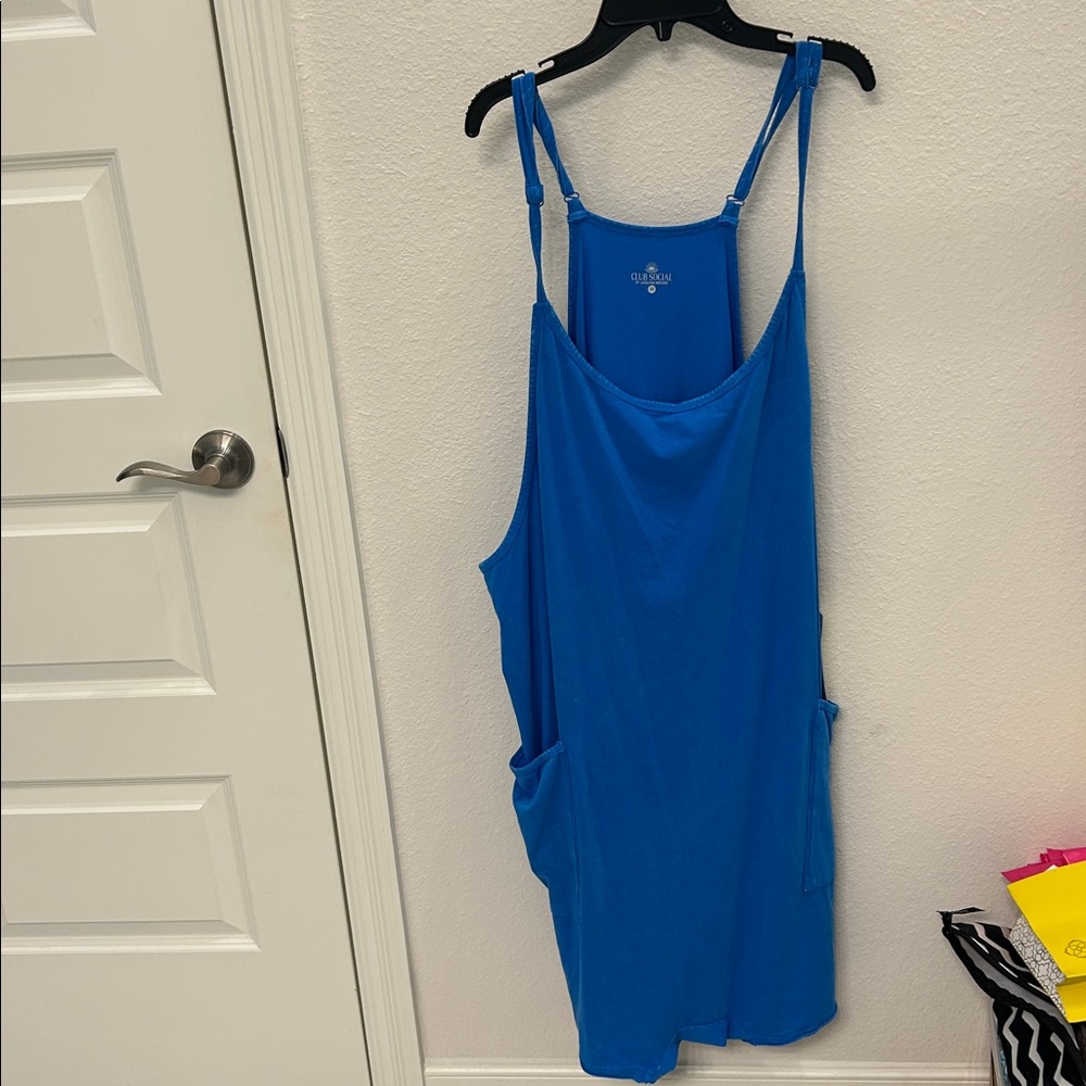 NWT Blue Sleeveless Romper with Pockets